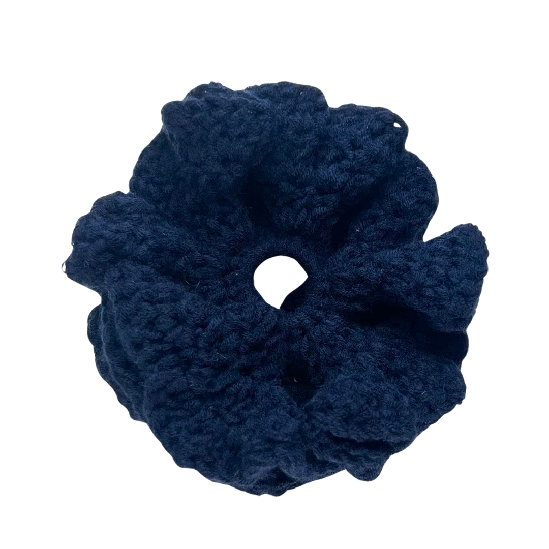 Navy Crochet Scrunchie