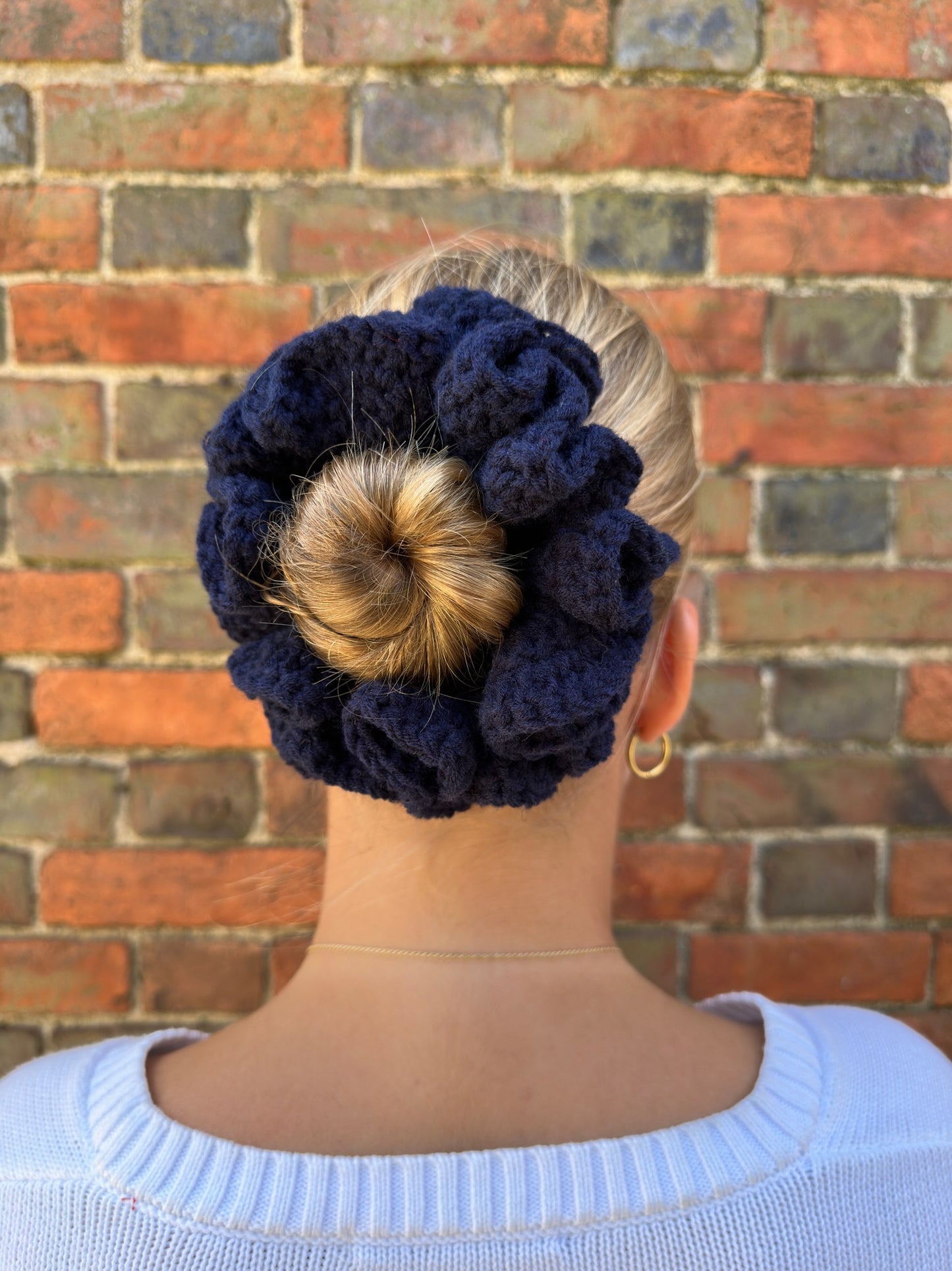 Navy Crochet Scrunchie