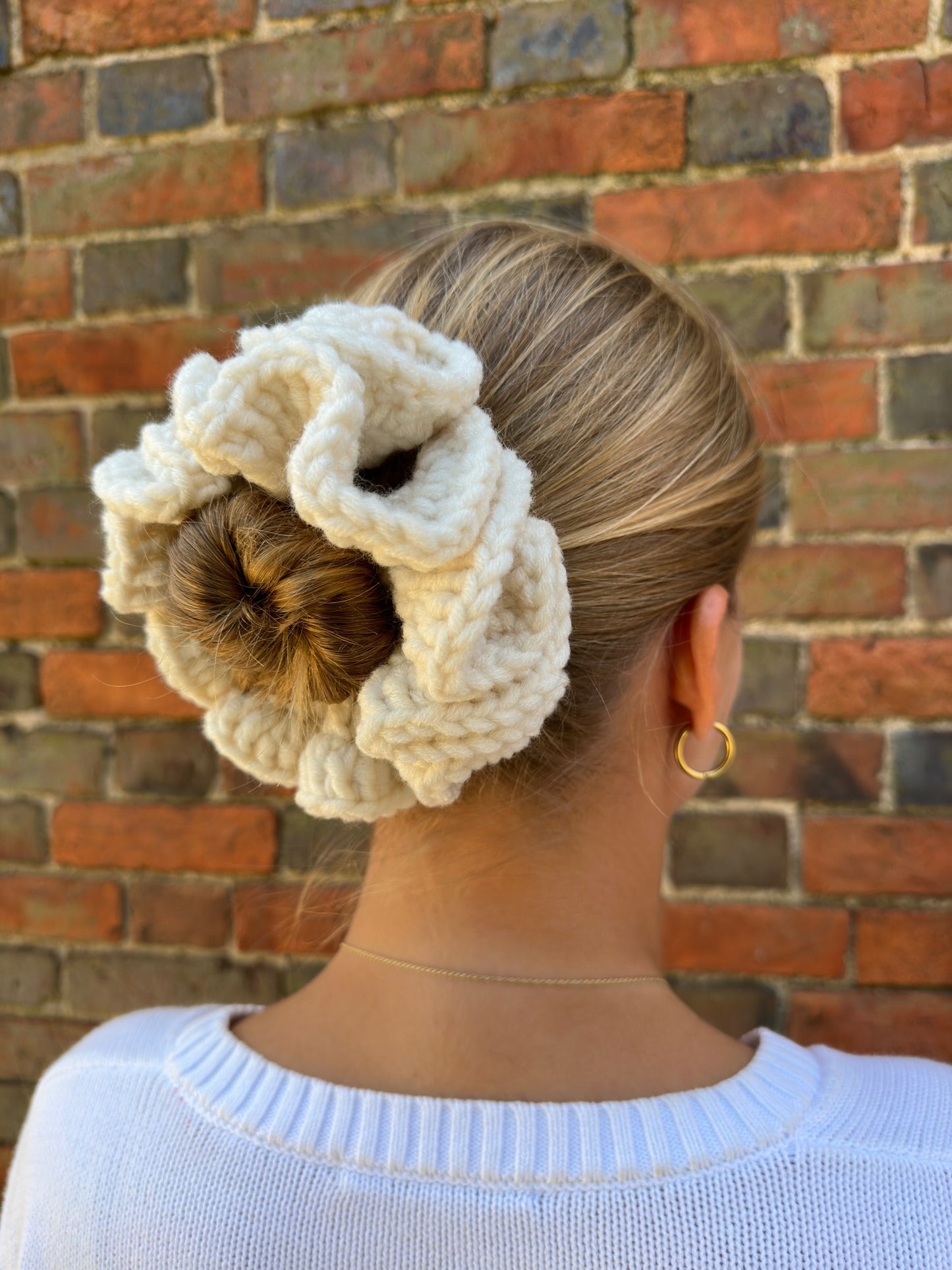 White Crochet Scrunchie